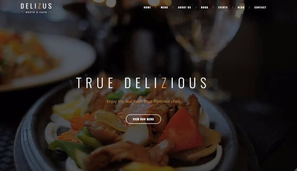 screenshot of restaurant web design